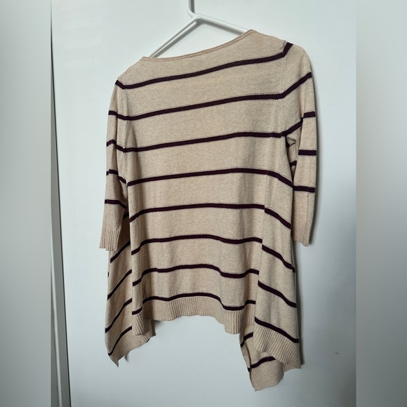 Cute striped three quarter 3/4 length sleeve cardigan size L - Picture 6 of 7